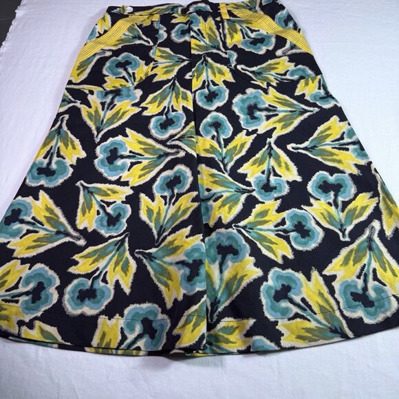 Mon Petit Oiseau Anthropologie Skirt Sz S Black Yellow Blue Floral Cotton Unusua - Picture 2 of 12